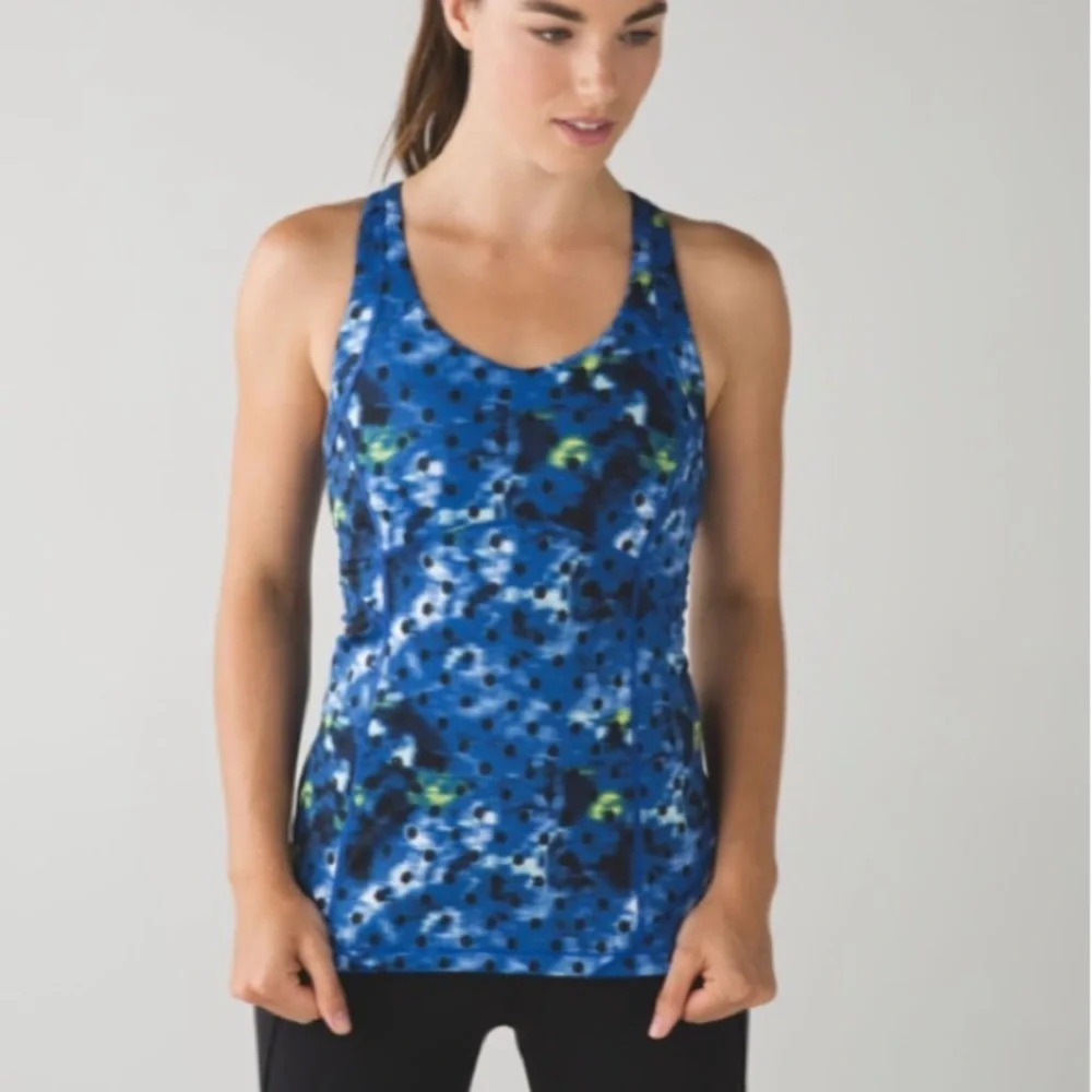 Lululemon Kanto Catch Me Tank Windy Blooms Saphire Blue‎ Multi / Naval Blue 4